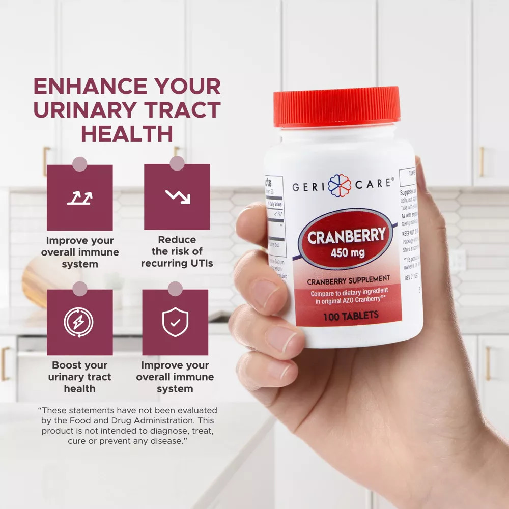 Geri-Care Cranberry Extract Dietary Supplement Tablets 450mg Strength 100 Ct 3PK
