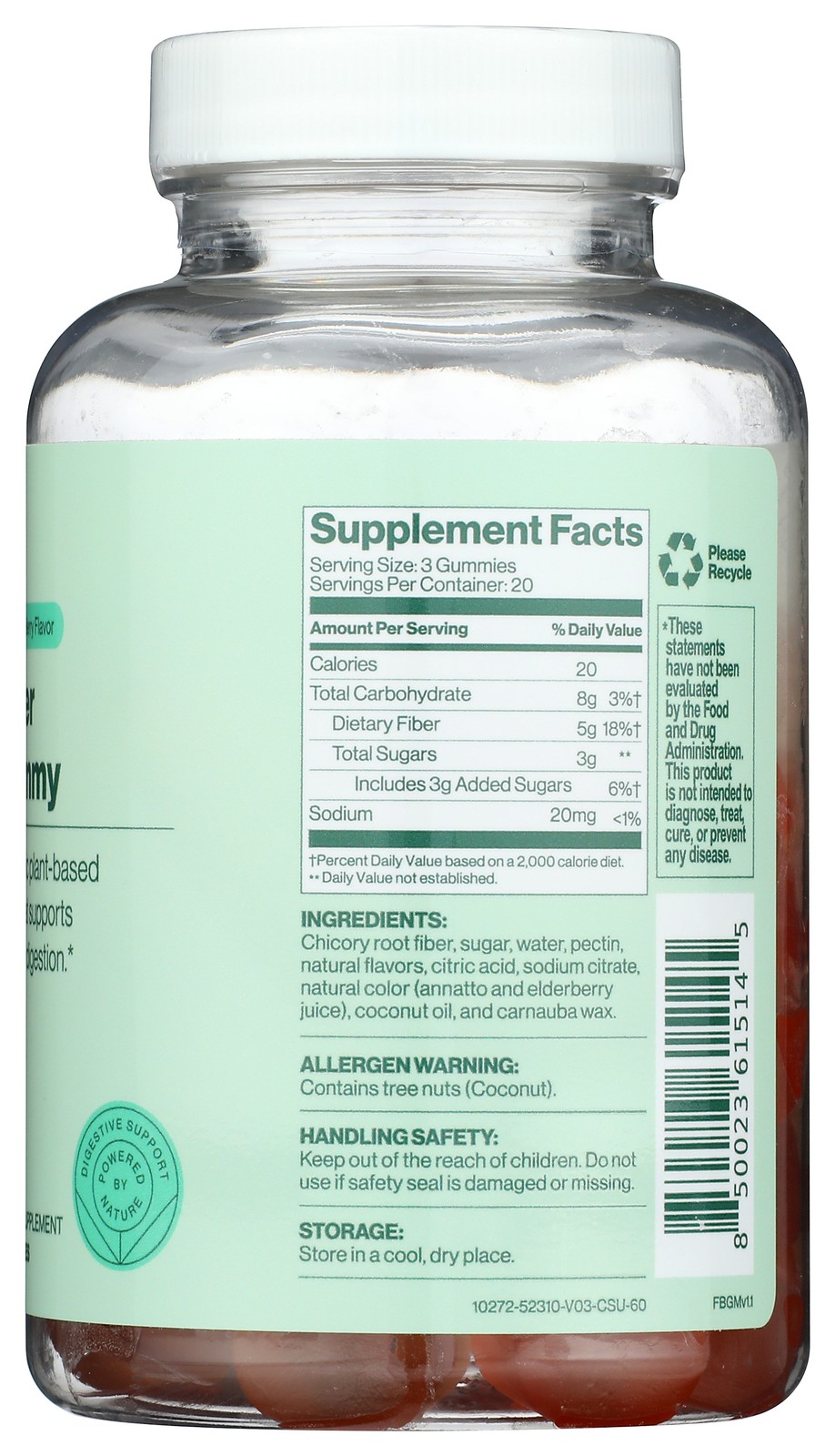 Hilma Dietary Supplement Fiber Gummy 60 Count Citrus Berry Flavor Ct 1 Pack