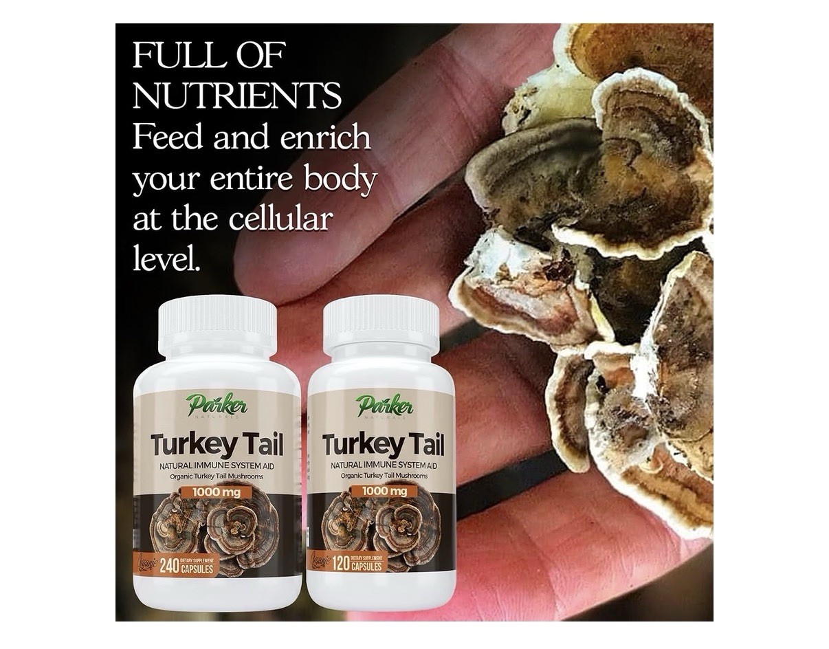 Parker Naturals Turkey Tail Mushroom Organic Supplement Immune System Aid 120Cap