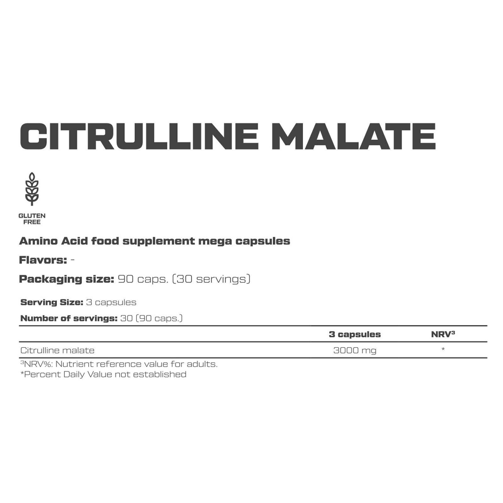 CITRULLINE MALATE – 90 Capsules – Improved Endurance, Performance, Post-Workout