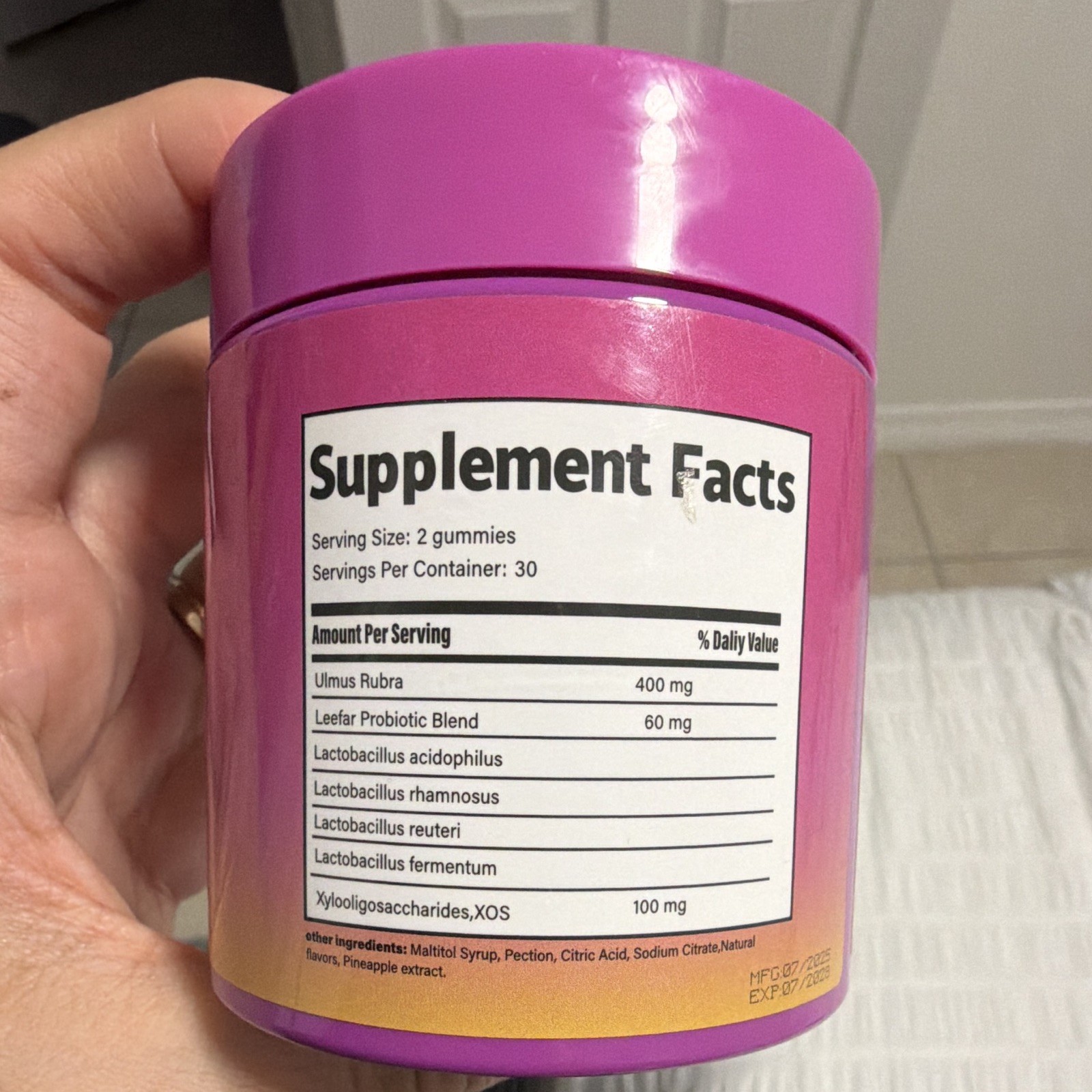 Leefar Women’s Probiotic + Slippery Elm Gummies Vegan Pineapple 60 Exp 07/2028