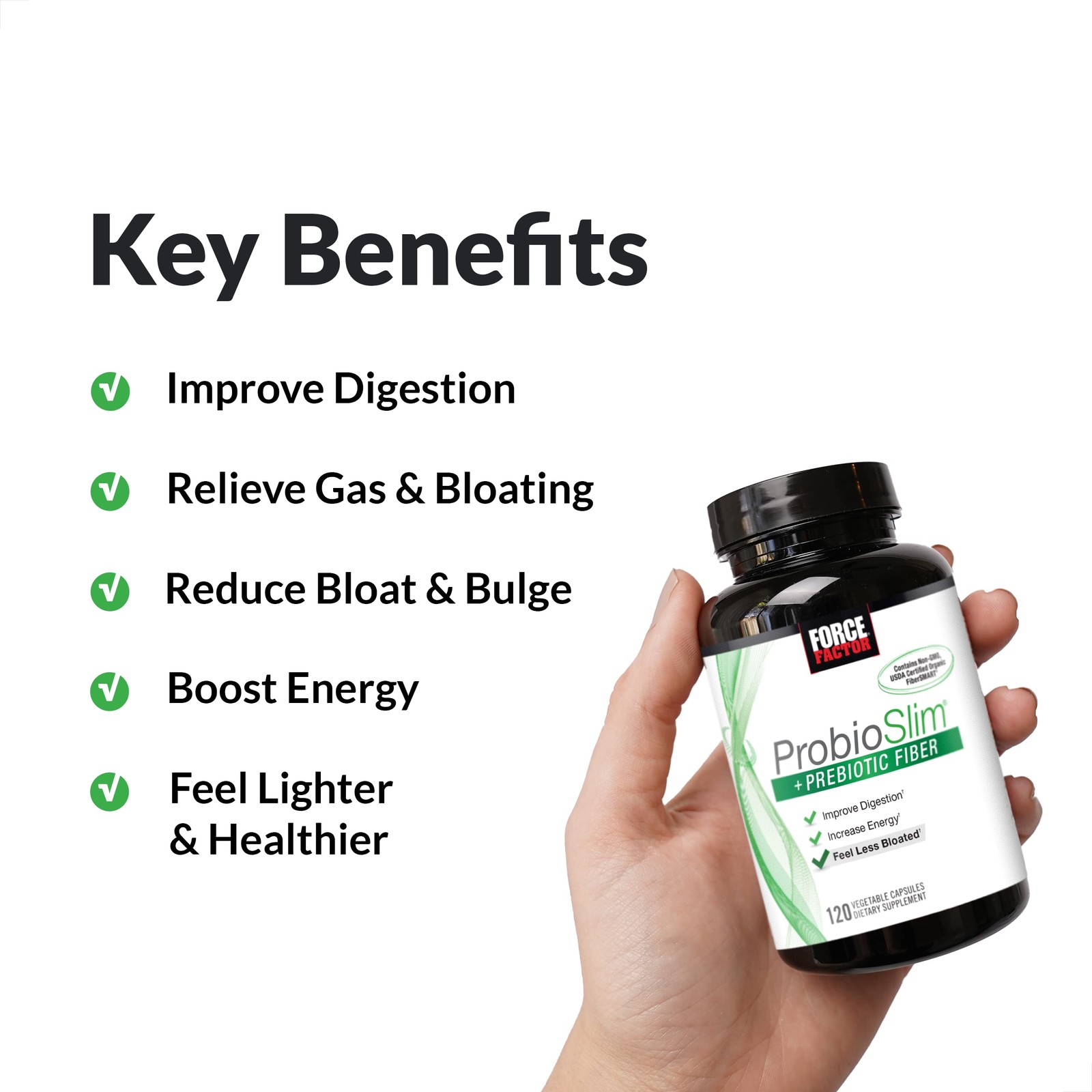 Force Factor Fiber Metabolism Booster For Men Digestive Health Support Green