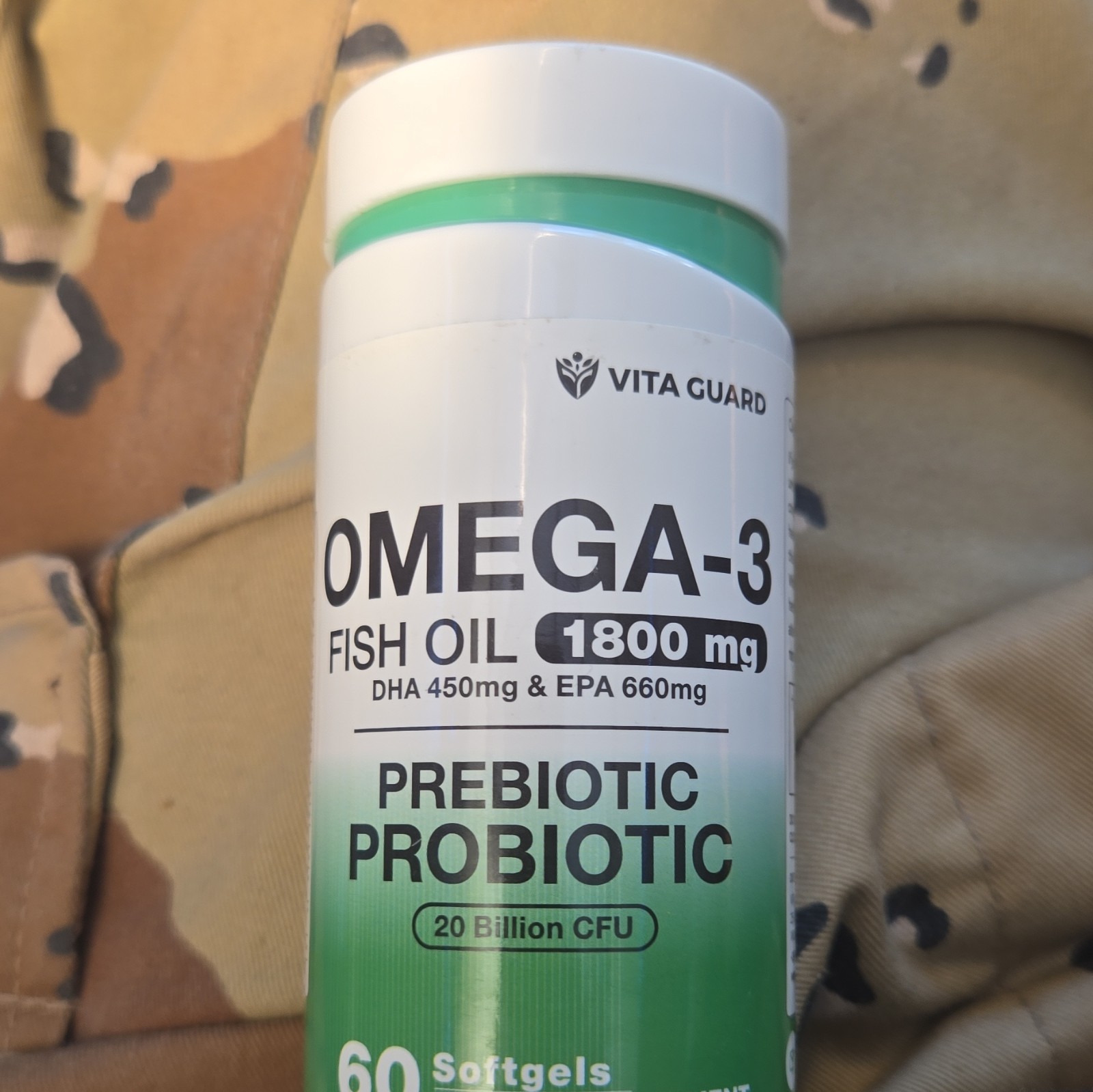 Vita Guard Omega-3 Fish Oil 1800mg Prebiotic Probiotic 60 Softgels