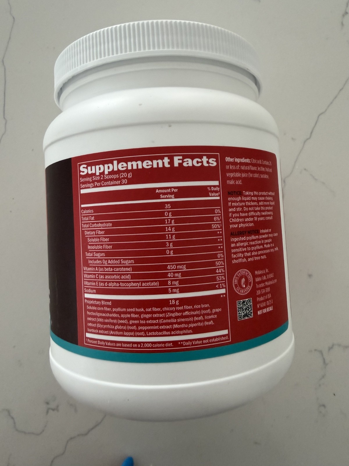 Melaleuca Fiberwise Berry Fiber Drink Supplement 30 Servings SUGAR FREE