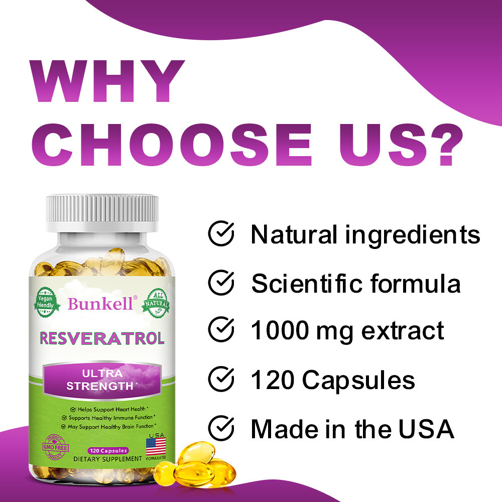 Resveratrol Capsules,Supports Heart,Brain And Immune Health,Antioxidant