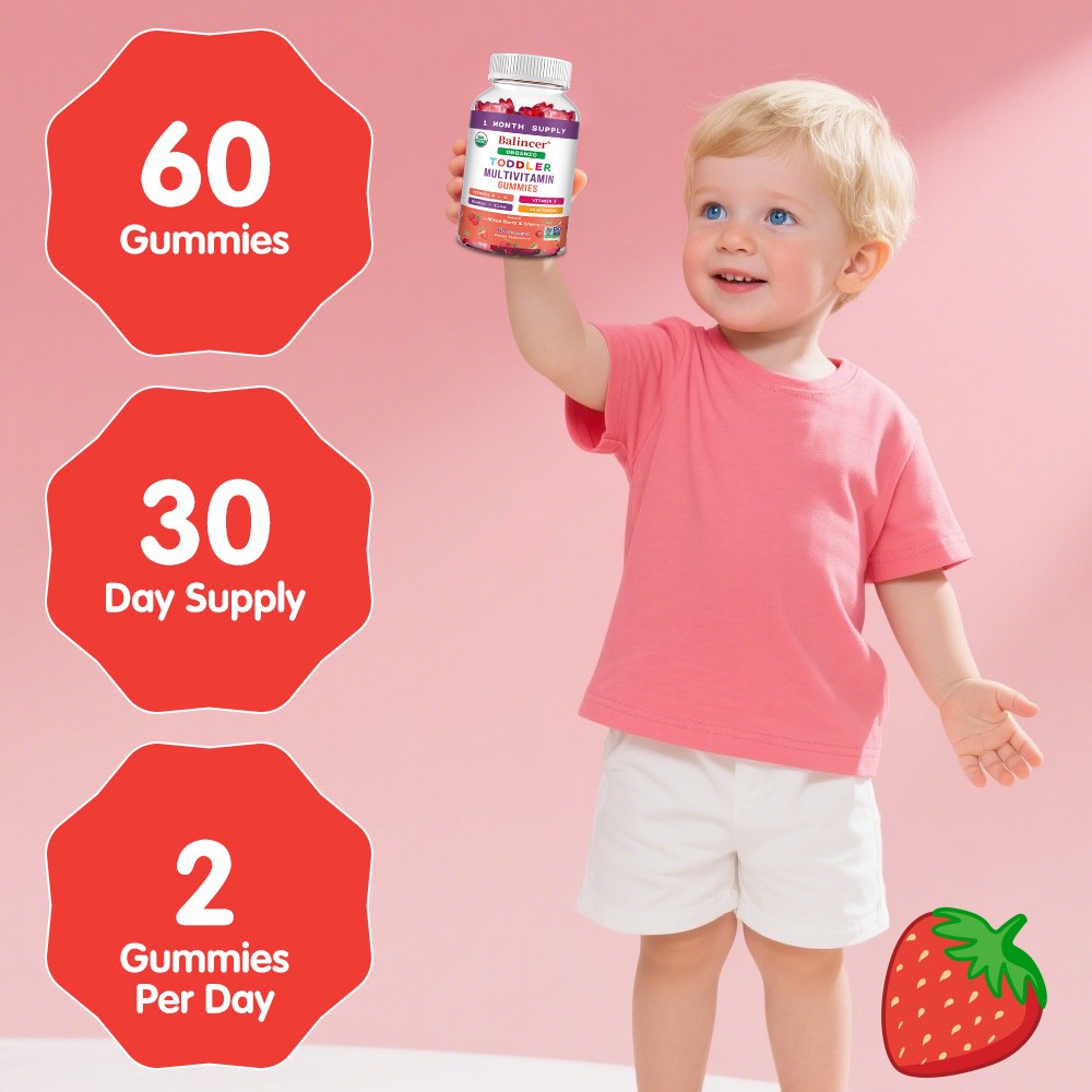 Toddler Multivitamin Gummie,Allergen-Free Kid Vitamin A C D Zinc for Growth 60CT