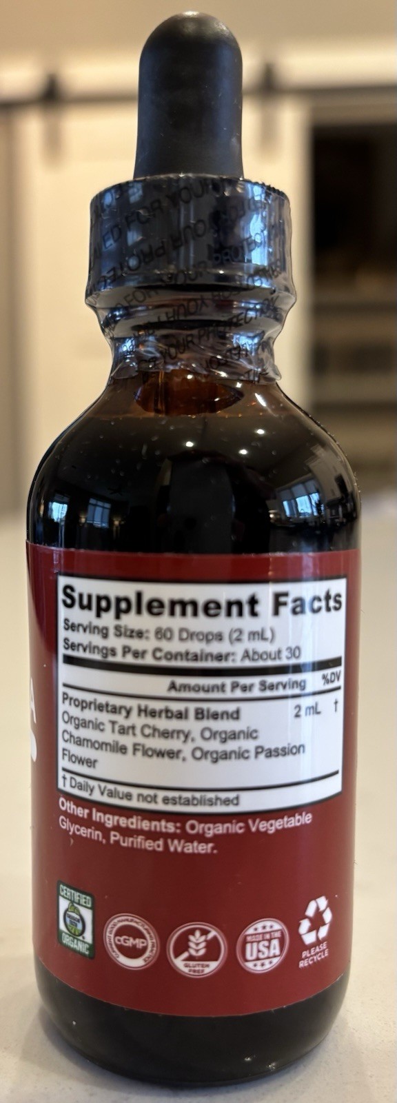 Leefy Organics Nidra Tart Cherry Restful Sleep Support 2oz/59mL Sealed