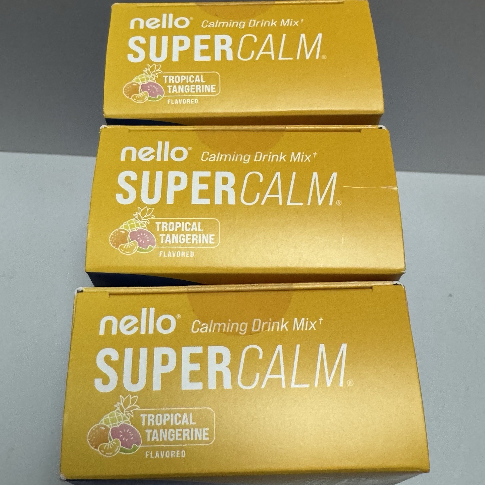 3x Nello Supercalm Calming Drink Mix Tropical Tangerine 10 ct per box EXP 1/27