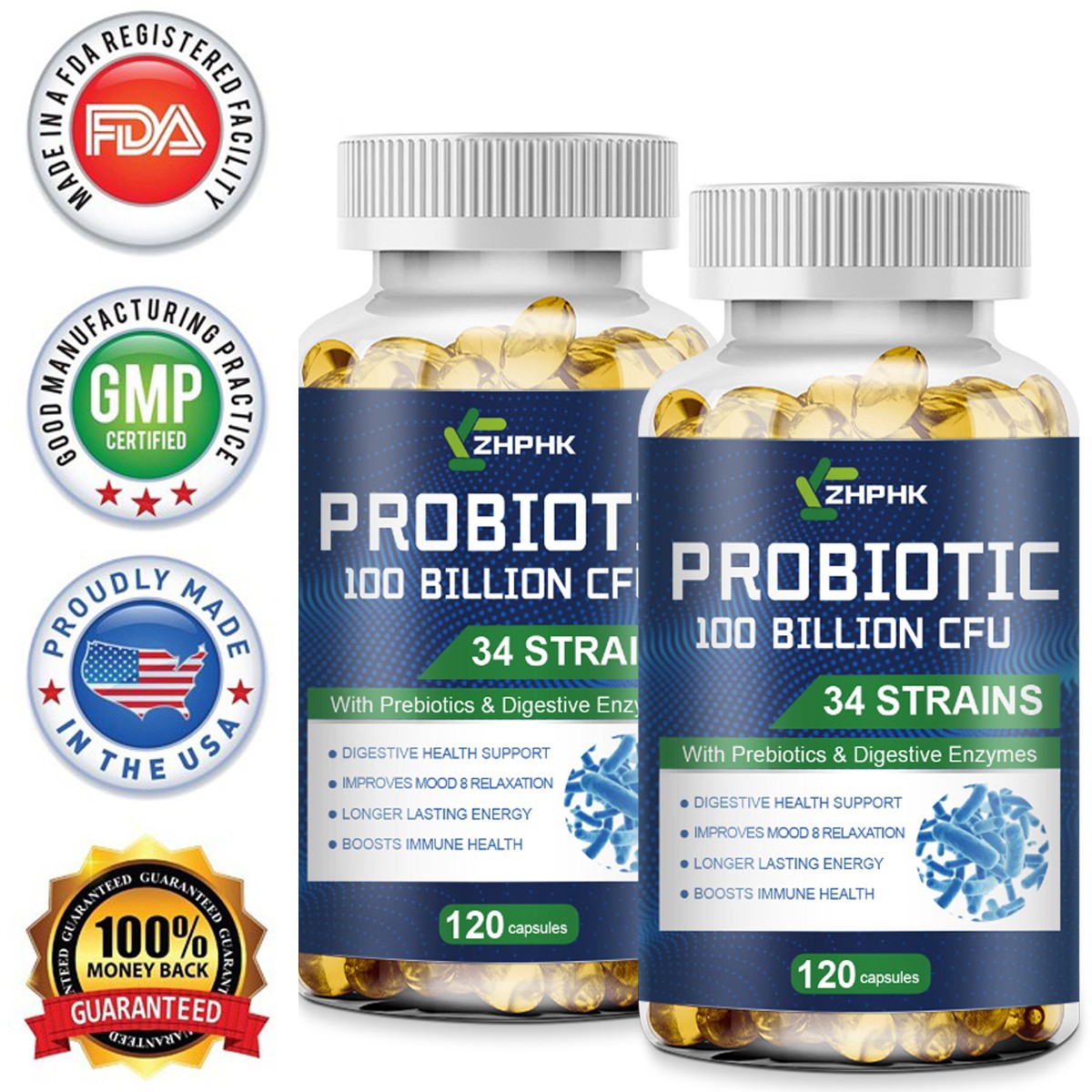 Probiotic Lactobacillus Reuteri 100 Billion CFU/gm – 400mg – 240 Capsules