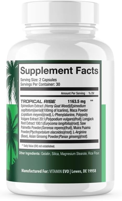 (3 Pack) Tropical Rise Capsules, Official Tropical Rise Support Supplement 180ct