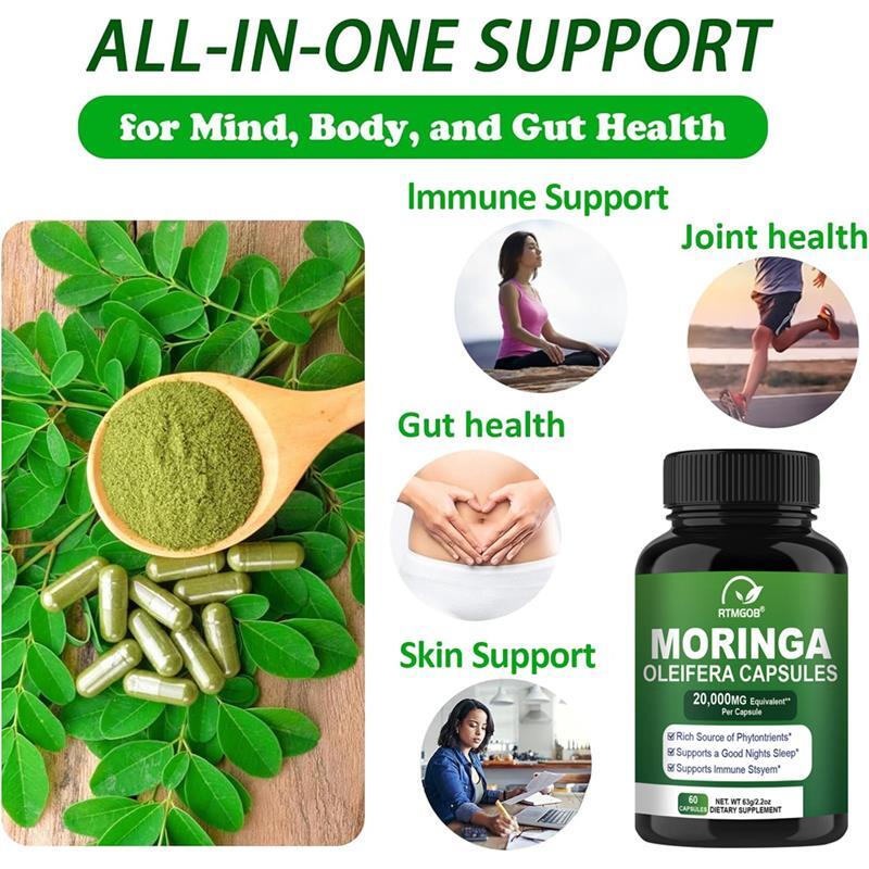 1-3PACK Moringa Capsules 20000Mg per Serving, 60 Total Capsules Green Superfood