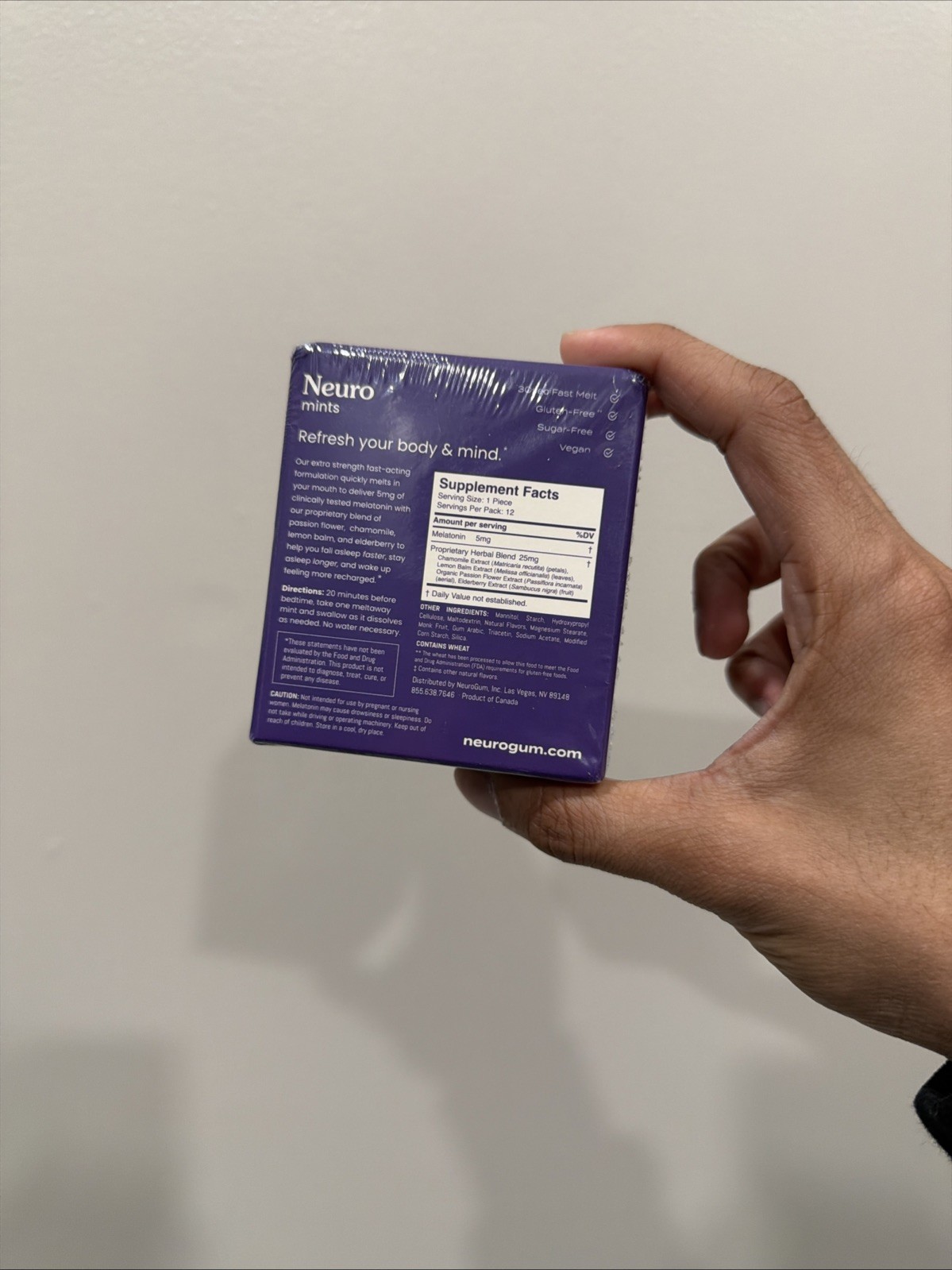 Neuro Sleep & Recharge Melatonin Night Berry 12 Meltaway Mints Gluten-Free Vegan