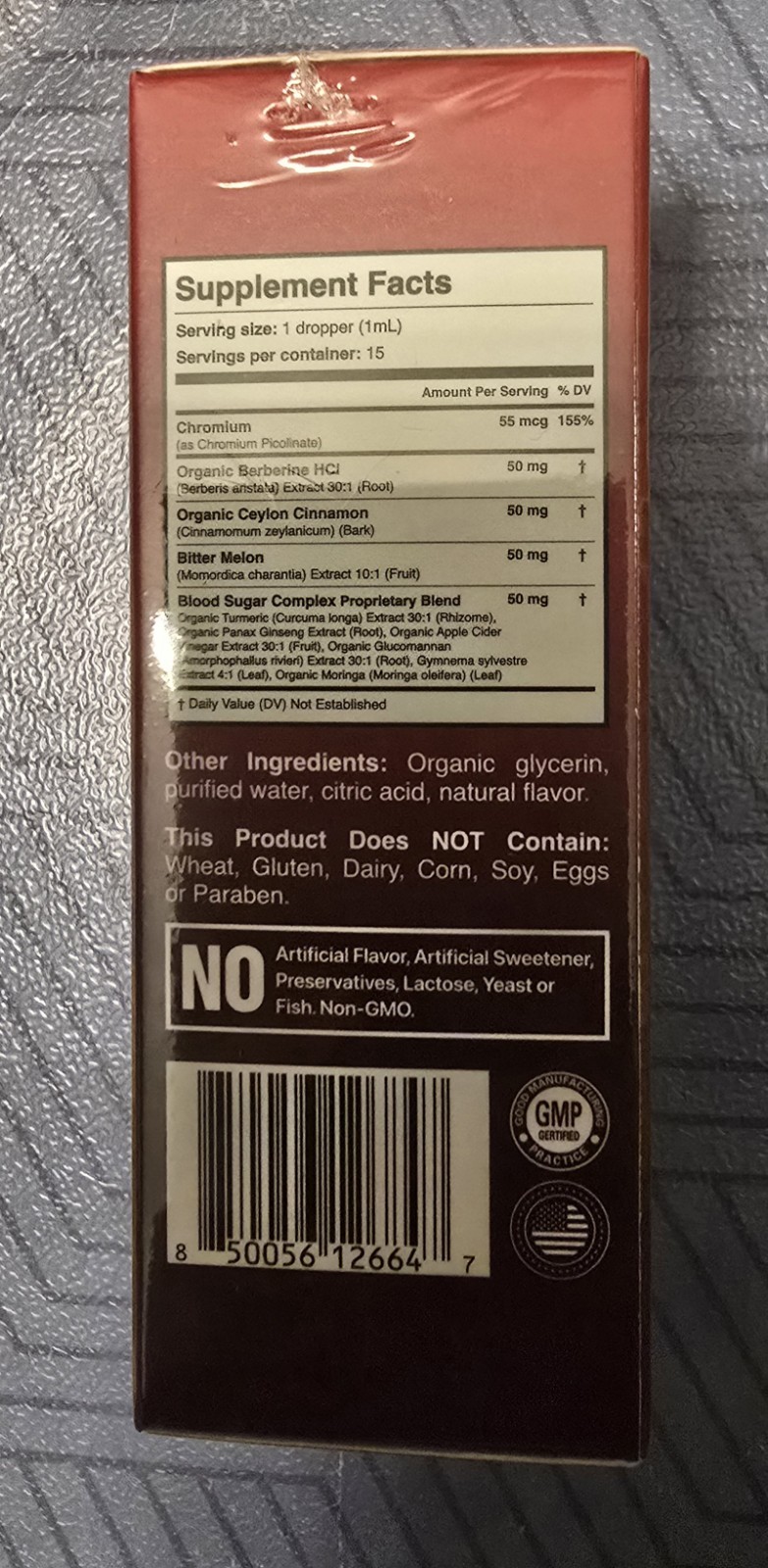 True Nutra Blood Sugar Complex Liquid Drops Berberine Cinnamon 0.5 fl oz Non-GMO
