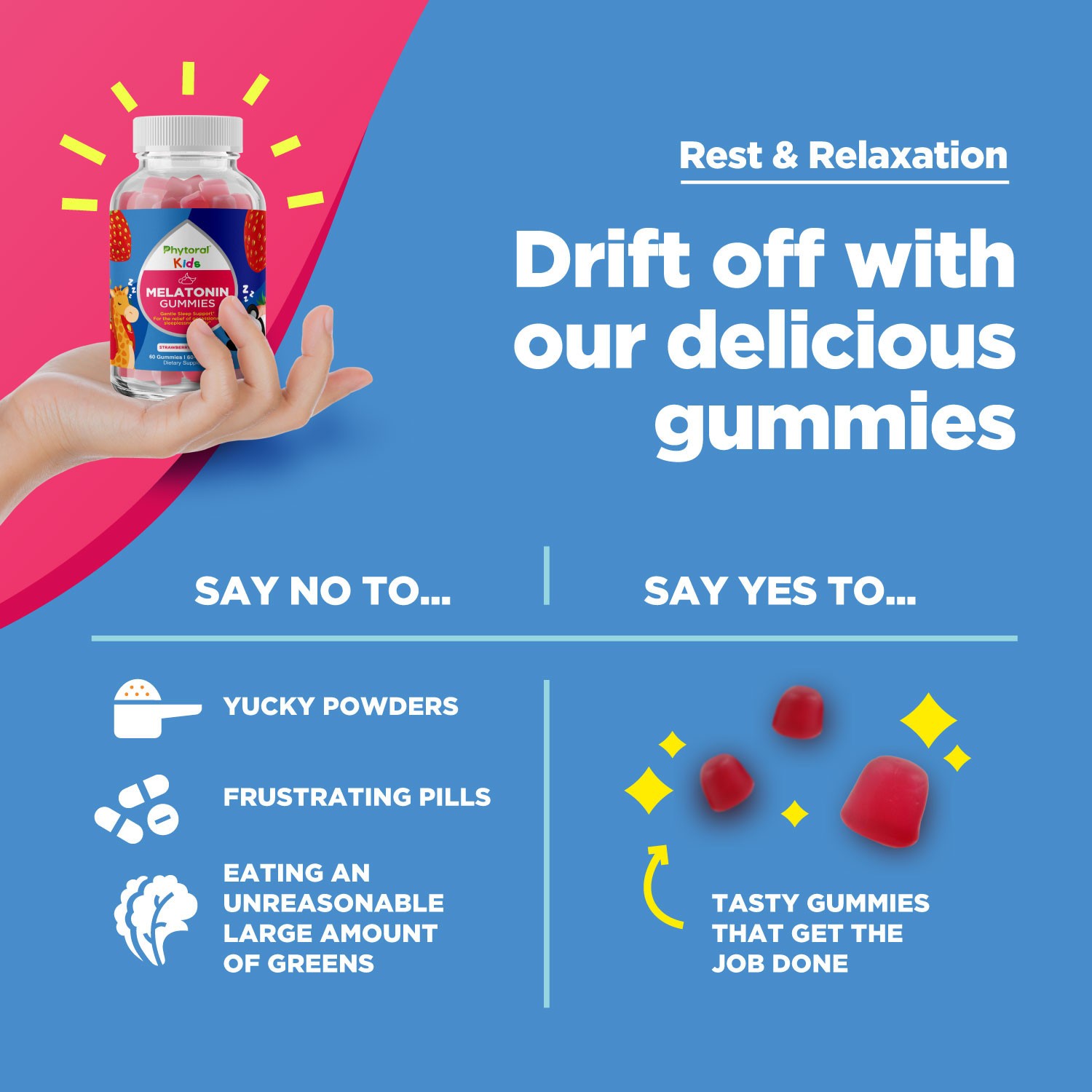 Kids Melatonin 1mg Gummy Vitamins – Pure Melatonin Gummies for Kids