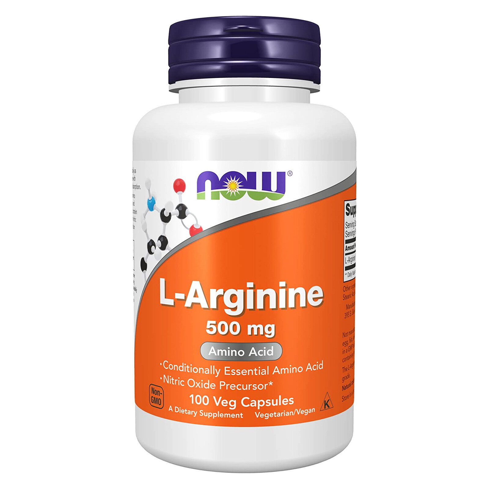 NOW FOODS L-Arginine 500 mg 100 Veg Capsules