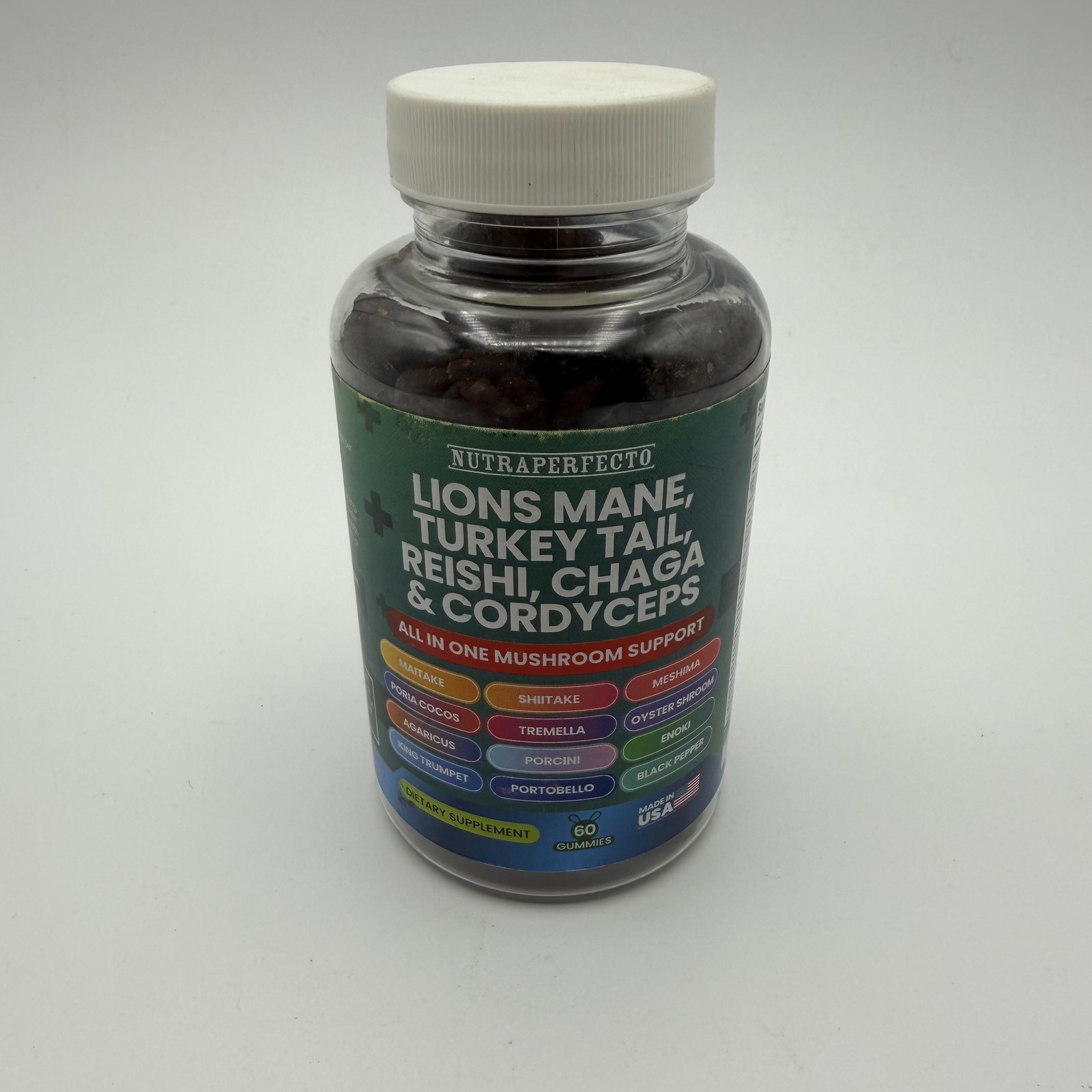 Nutraperfecto Lions Mane Turkey Tail Reishi Chaga Cordyceps Mushroom Gummies