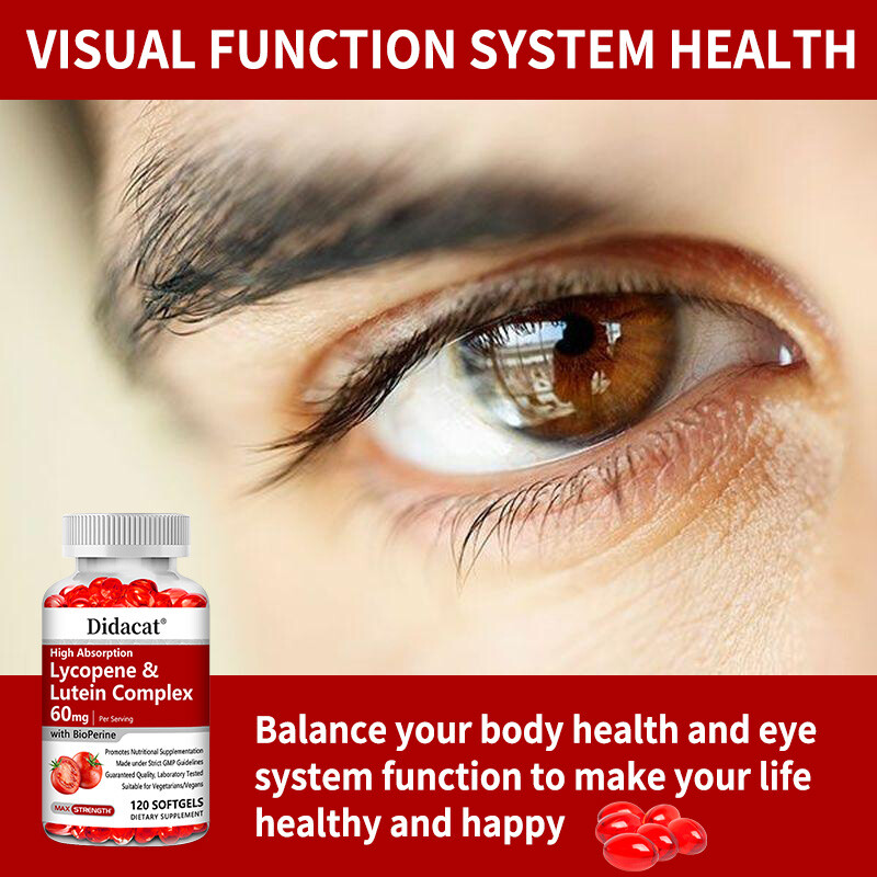 Lycopene & Lutein Complex 60mg, Supports Prostate, Heart & Eye Health