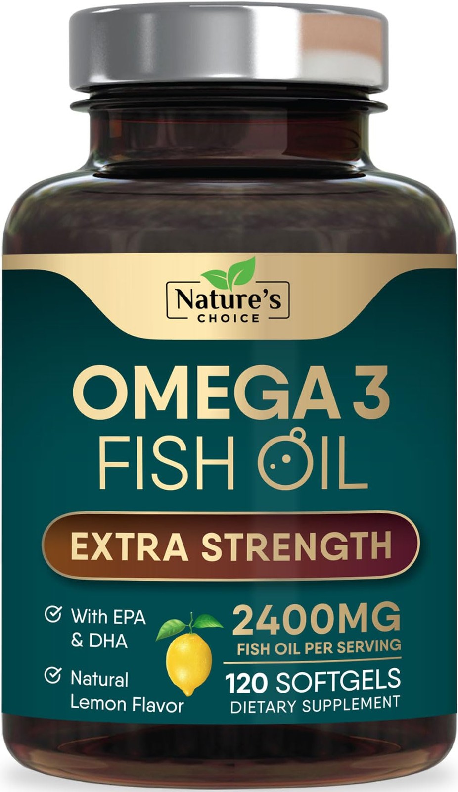 Omega 3 Fish Oil Supplements – 2400mg Per 120 Count (Pack of 1)