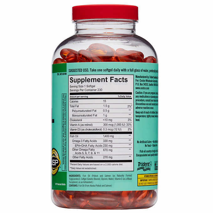 Kirkland Signature Wild Alaskan Fish Oil 1400 mg, 230 Softgels