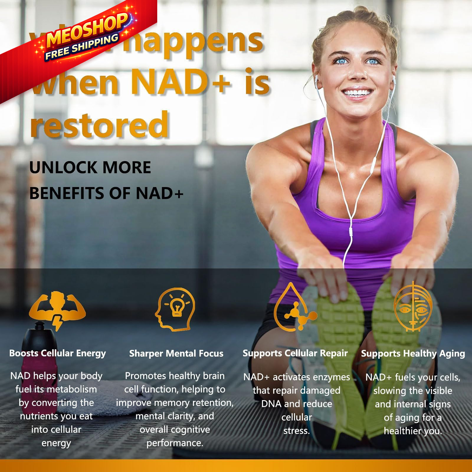 UNcena NAD Supplement 1500mg – Liposomal NAD+ 120 Count (Pack of 1)