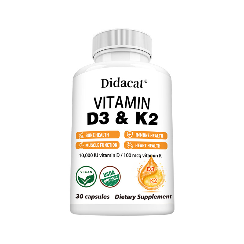 Vitamin D3 10000 IU + K2 MK7 100mcg Capsules Immune support Strong Bones
