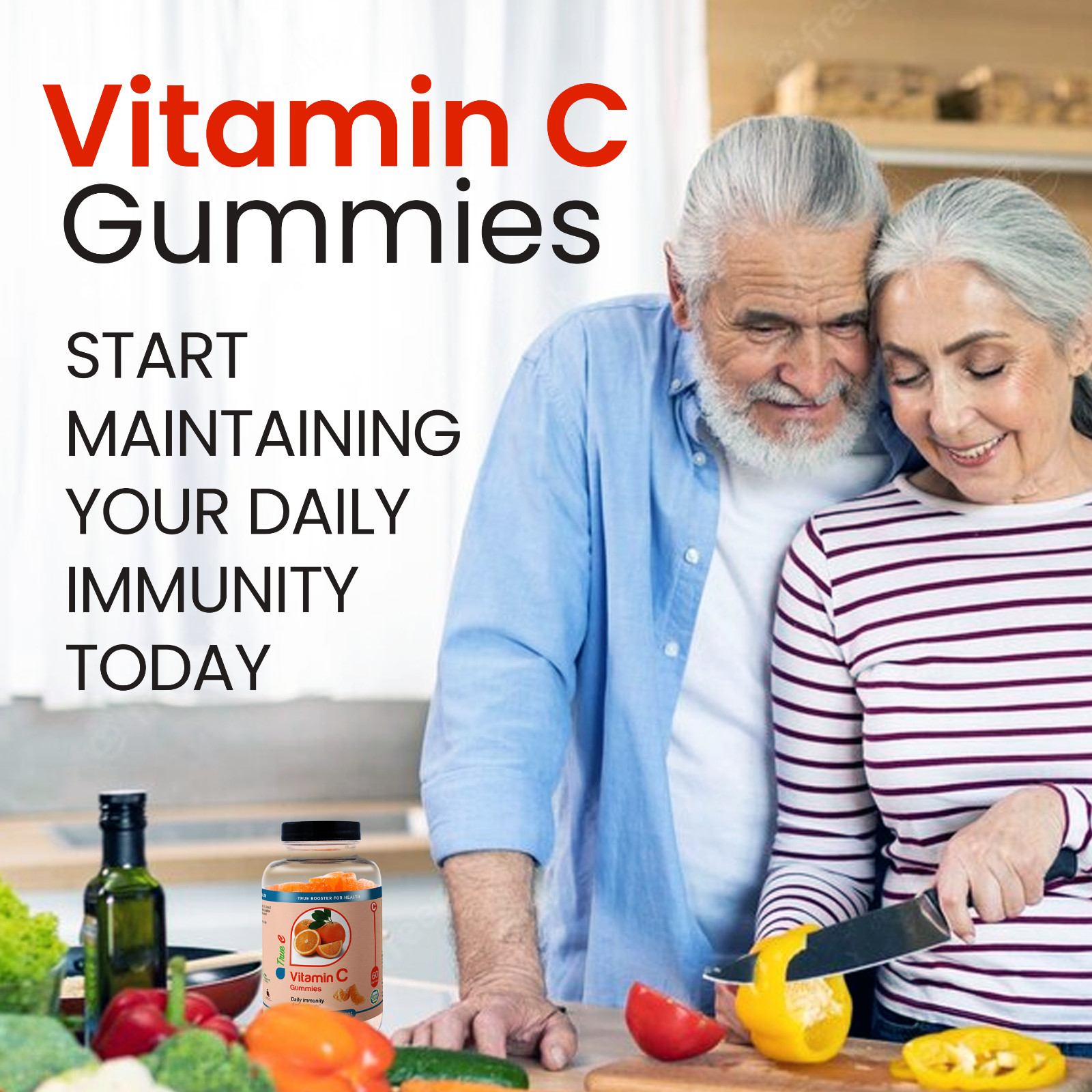 Vitamin C Gummies With Zinc Probiotics/ Immune Support Supplement 60 Gummies