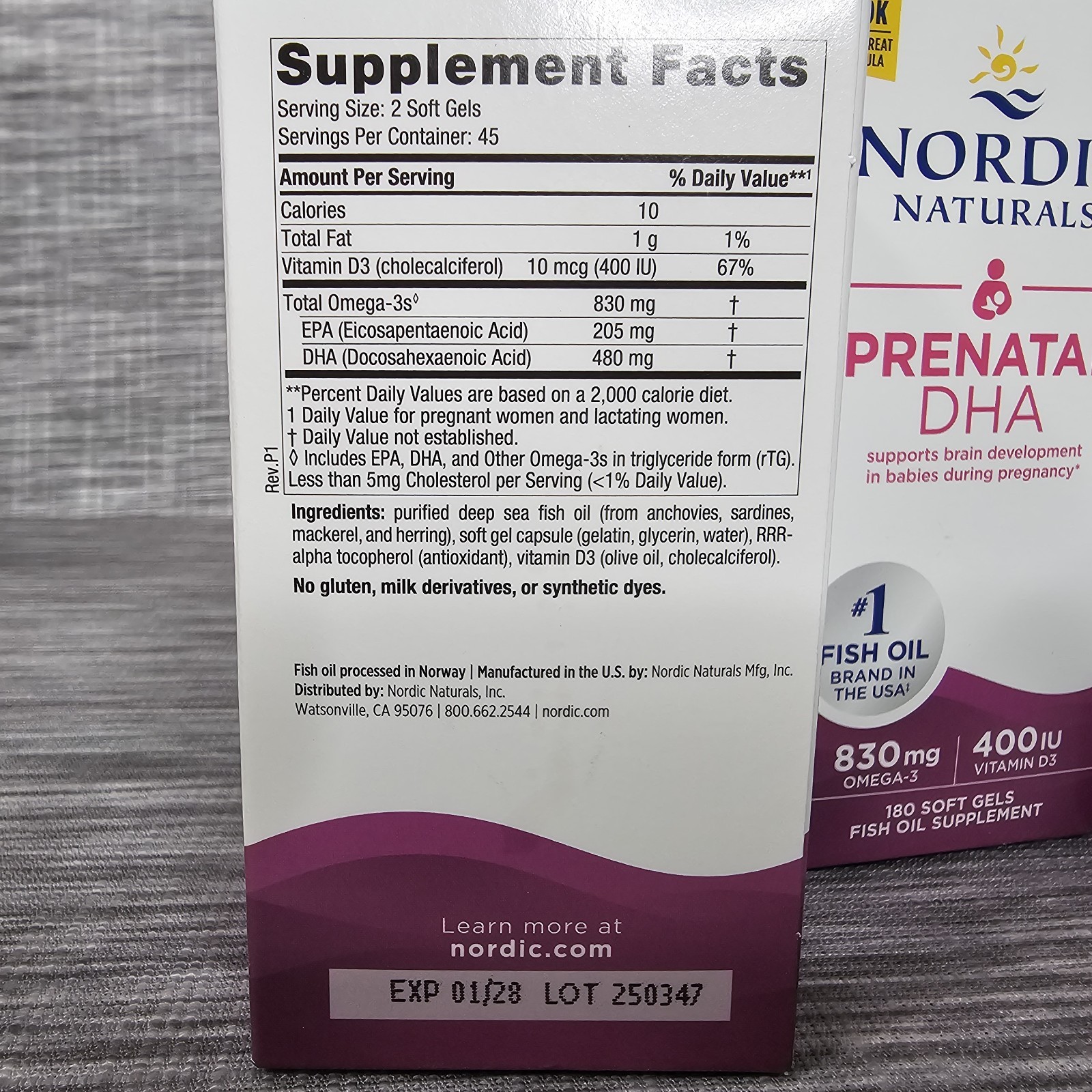 3 Pack Nordic Naturals Prenatal DHA Omega 3 & D3 360 Soft Gels Exp 2027/2028