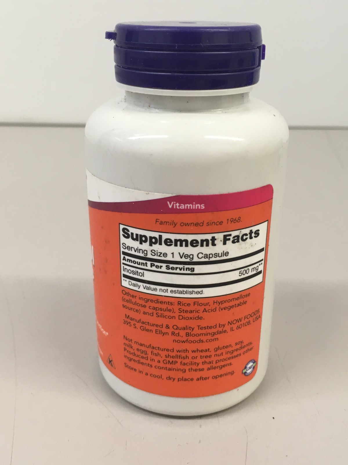 NOW FOODS Inositol 500 mg 100 Veg Capsules EXP 01/2030