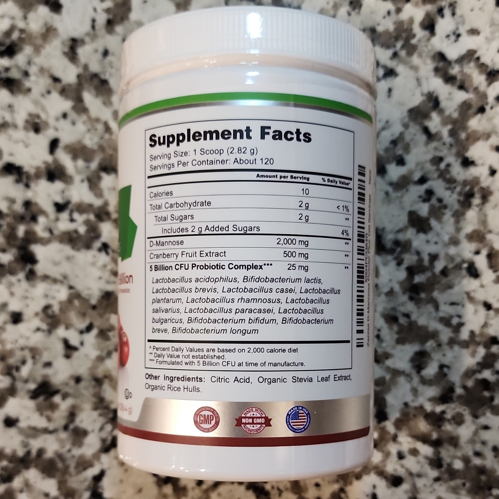 ZAZZEE D-Mannose Powder Plus Cranberry Probiotics 11.94 oz 2000mg Non-GMO