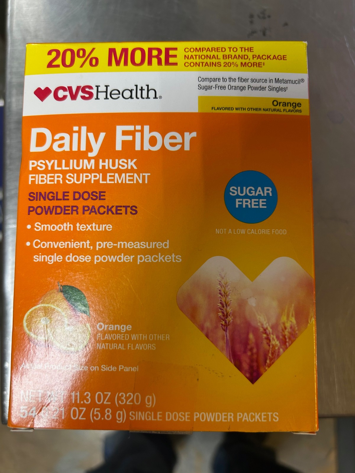 CVS Health Daily Fiber Psyllium Husk 54 Pks Orange Sugar Free BB 12/2026 Meta