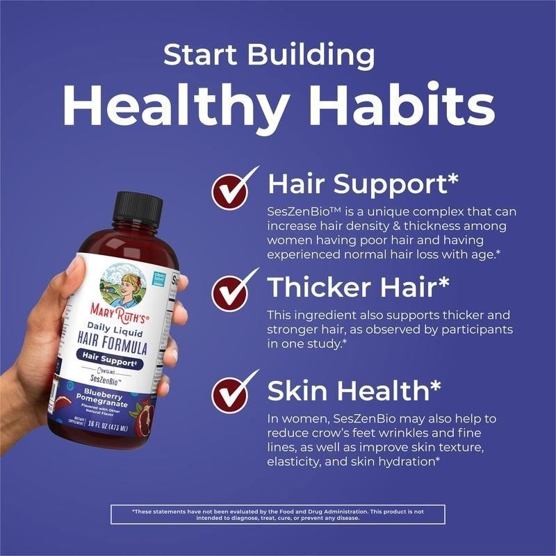 MaryRuth’s Daily Support Hair | Formula Hair Liquid Thicker Hair for Women-16oz