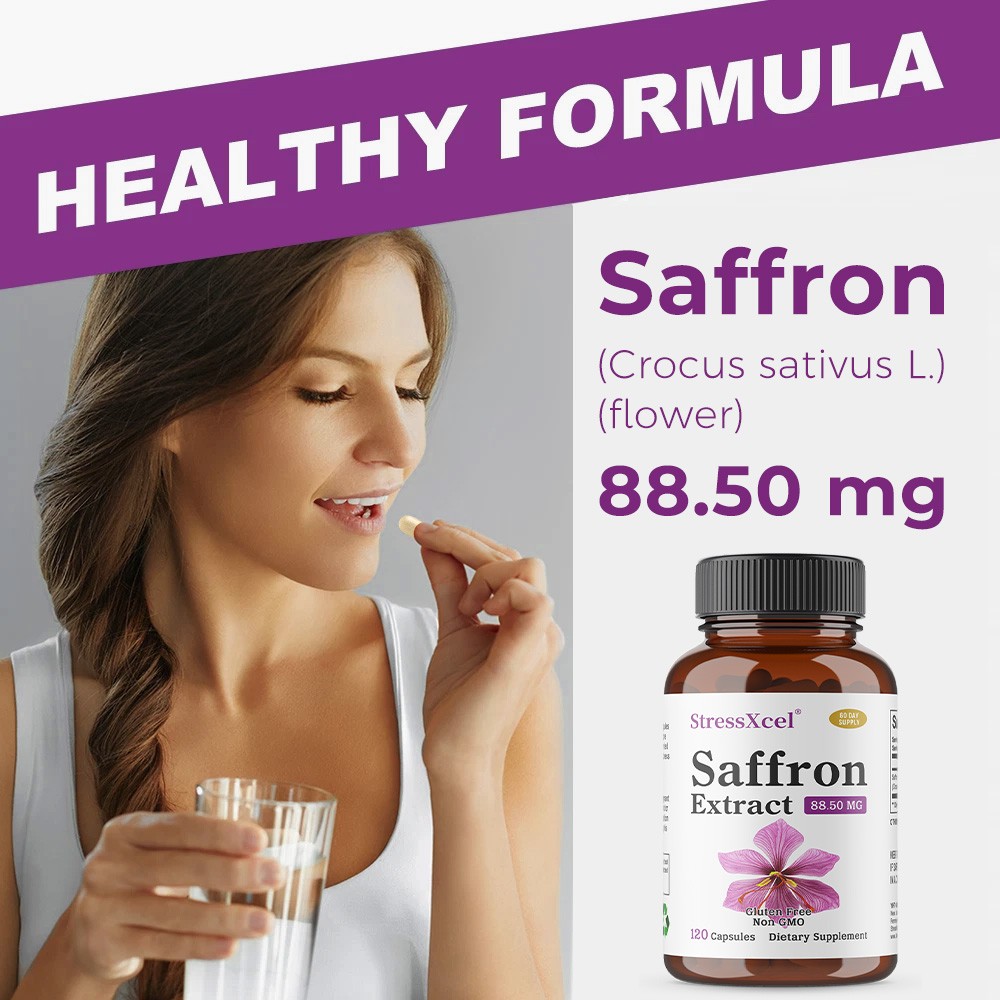 StressXcel Saffron Capsules 88mg,30/60/120Caps Vision Heart Health GMO-Free