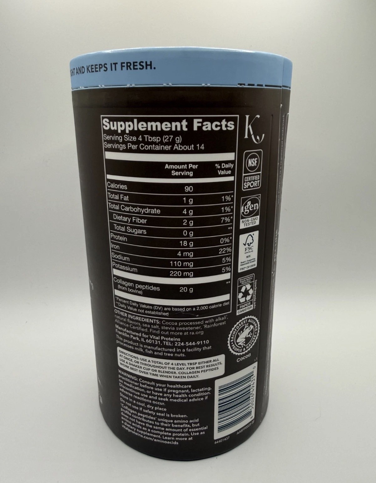 Vital Proteins Collagen Peptides Chocolate Flavor Dietary Supplement 13.5oz New