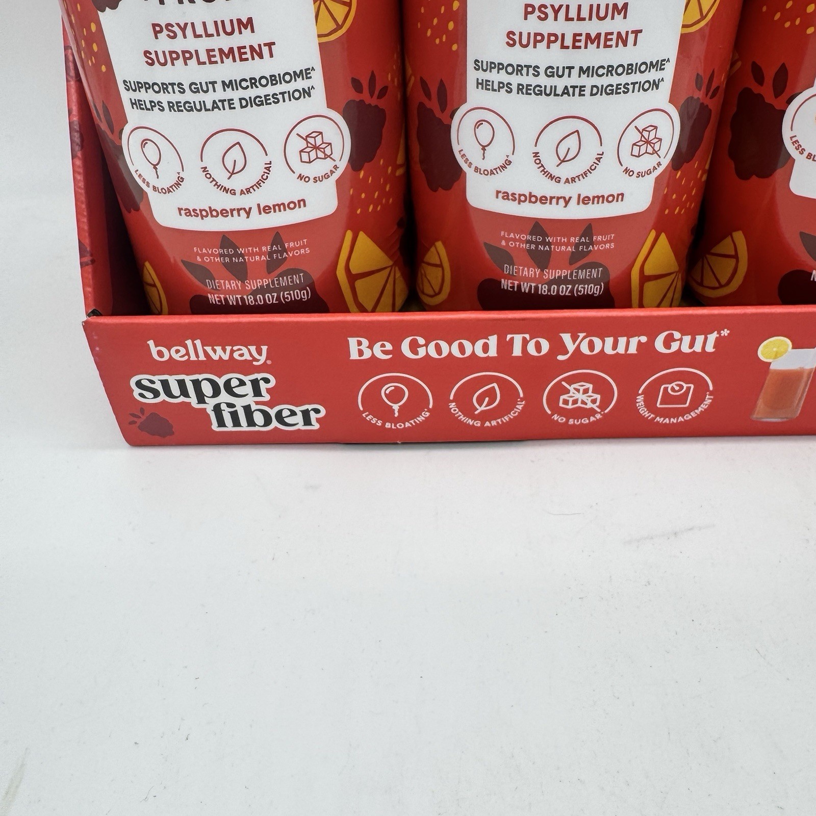 8 X Bellway Super Fiber + Fruit Psyllium Husk Raspberry Lemon 18 oz Each Fast