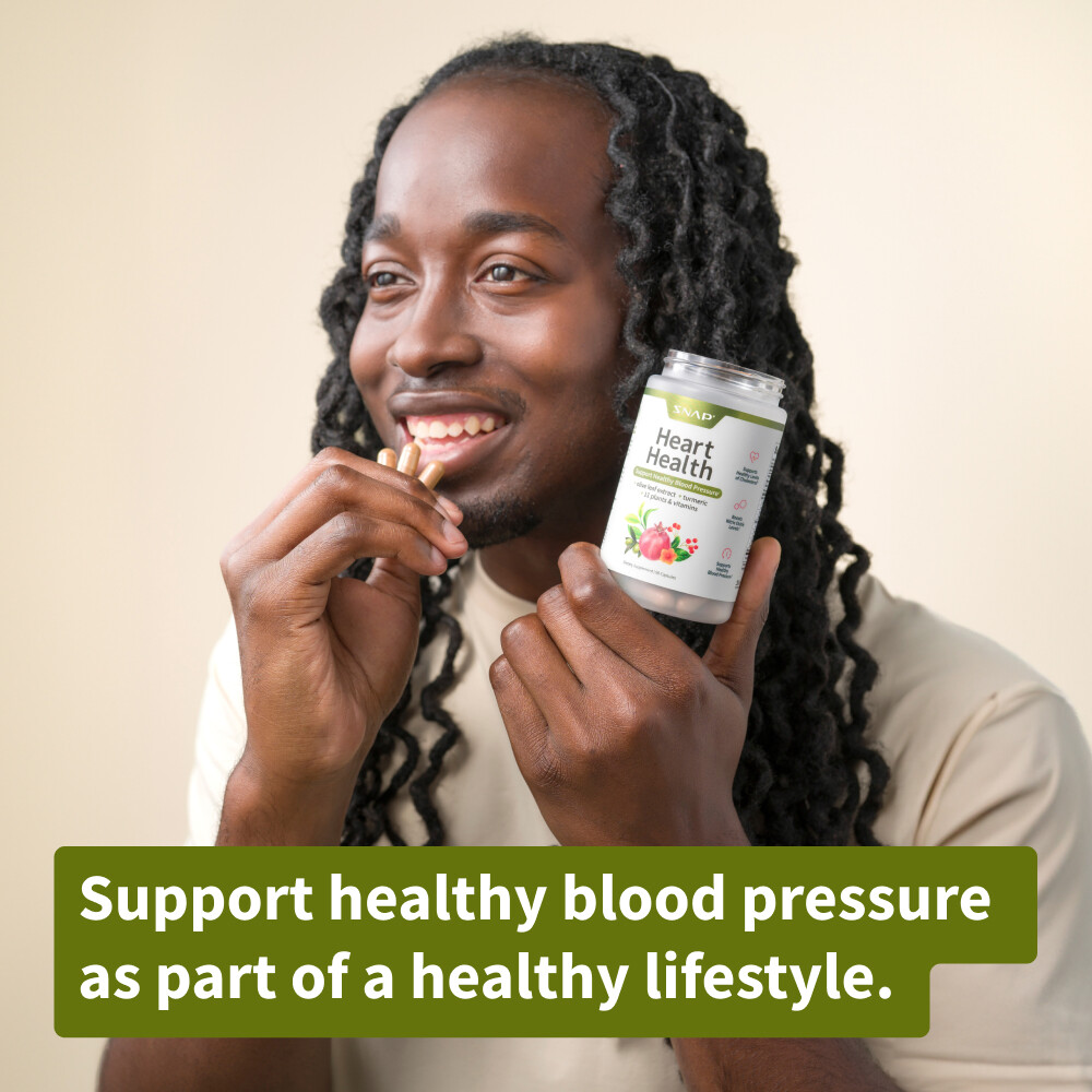 Heart Health & Blood Pressure Supplement 90 Caps Snap Coq10/Hawthorn/Pomegranate
