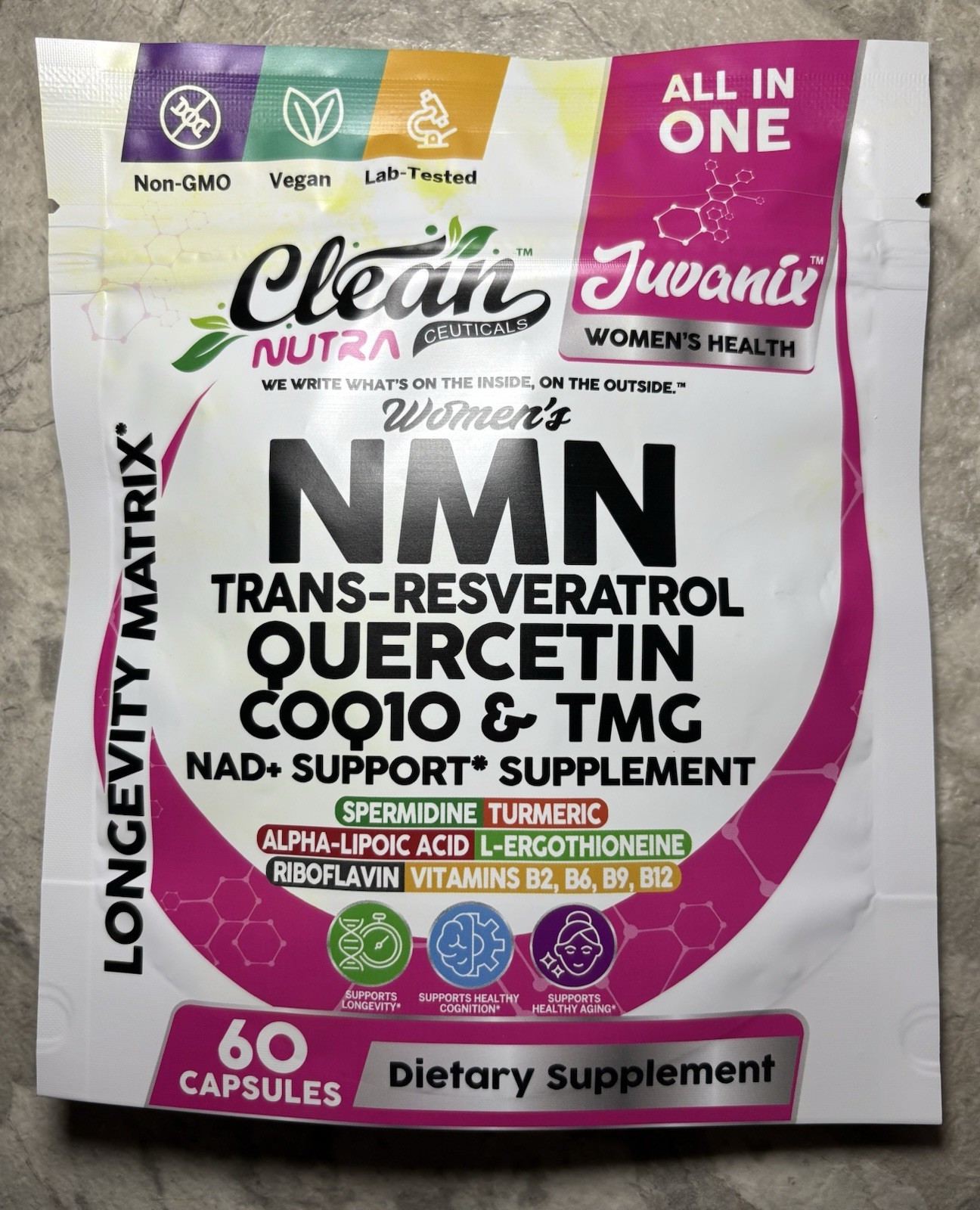 Clean Nutra Women’s NAD+ Support Healthy Aging Longevity Matrix 60 Capsules