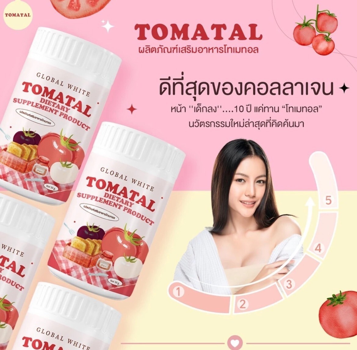 3x50g Global Tomatal Tomato Powder Drink Dietary Supplement Skin Beautiful