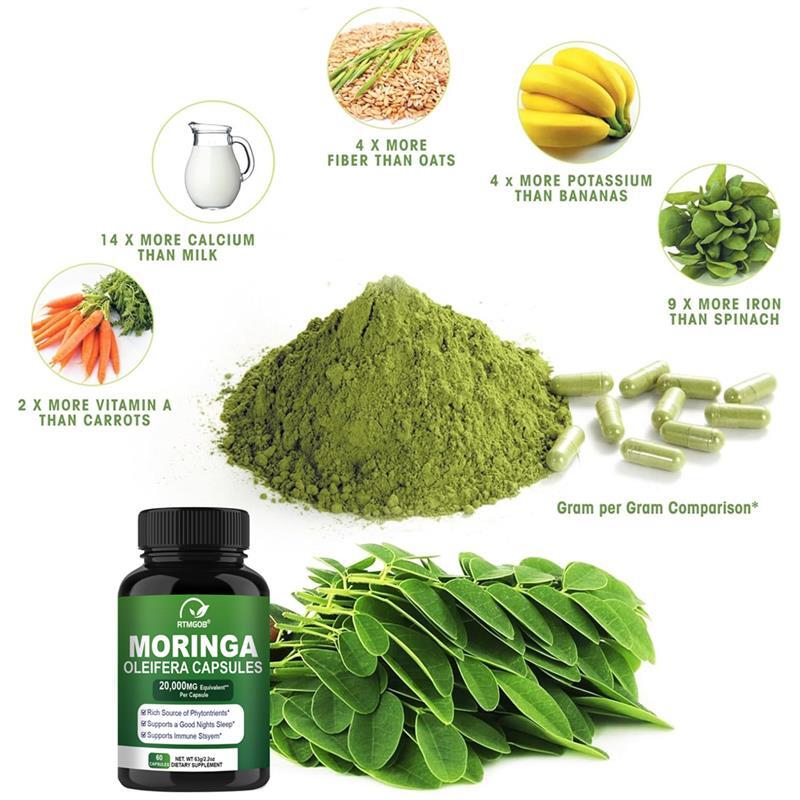 1-3PACK Moringa Capsules 20000Mg per Serving, 60 Total Capsules Green Superfood