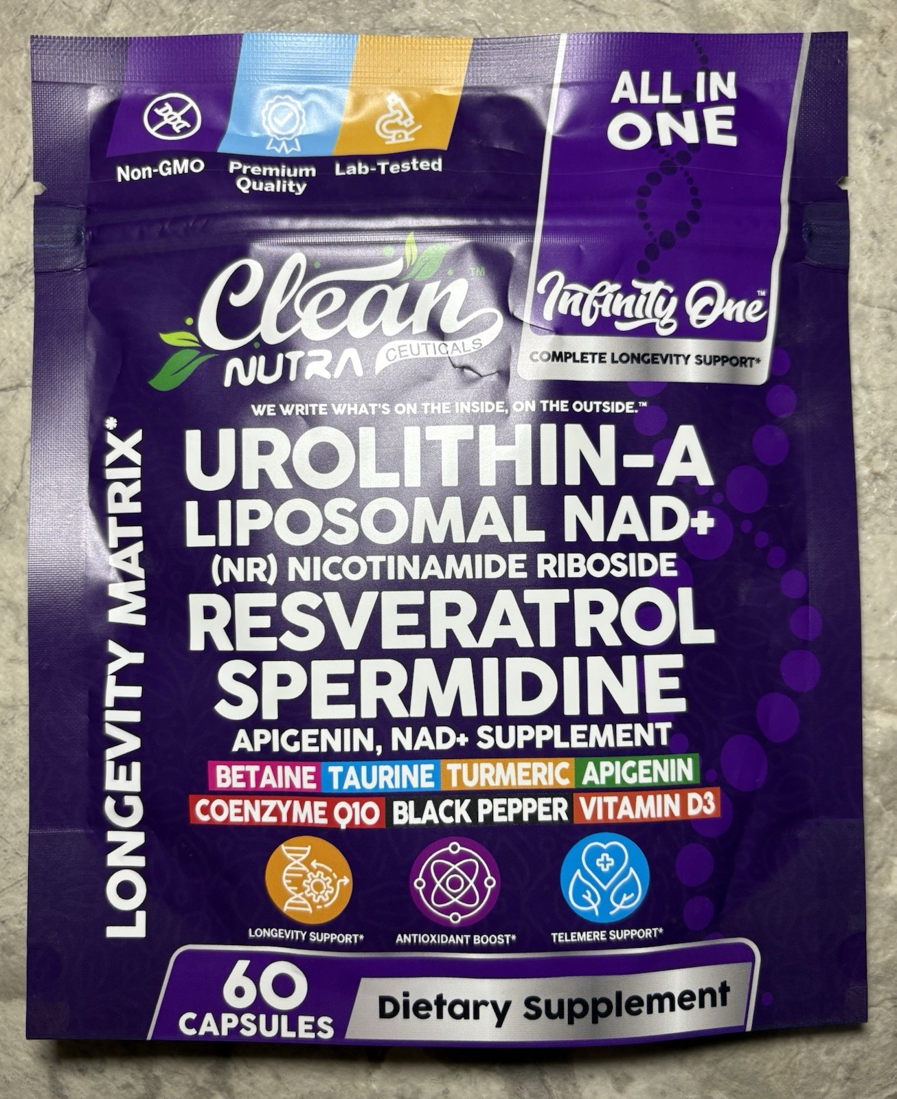 Clean Nutra Complete Longevity Matrix Liposomal NAD+ Support 60 Capsules Sealed