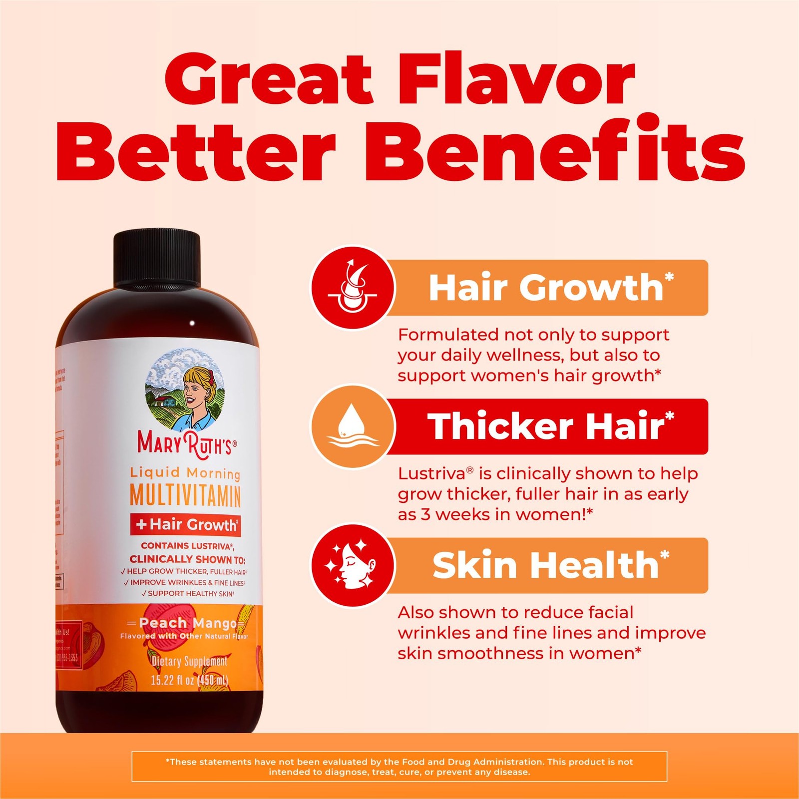 MARYRUTH’S Liquid Multivitamin + Hair Growth | 15.22 Fl Oz (Pack of 1)