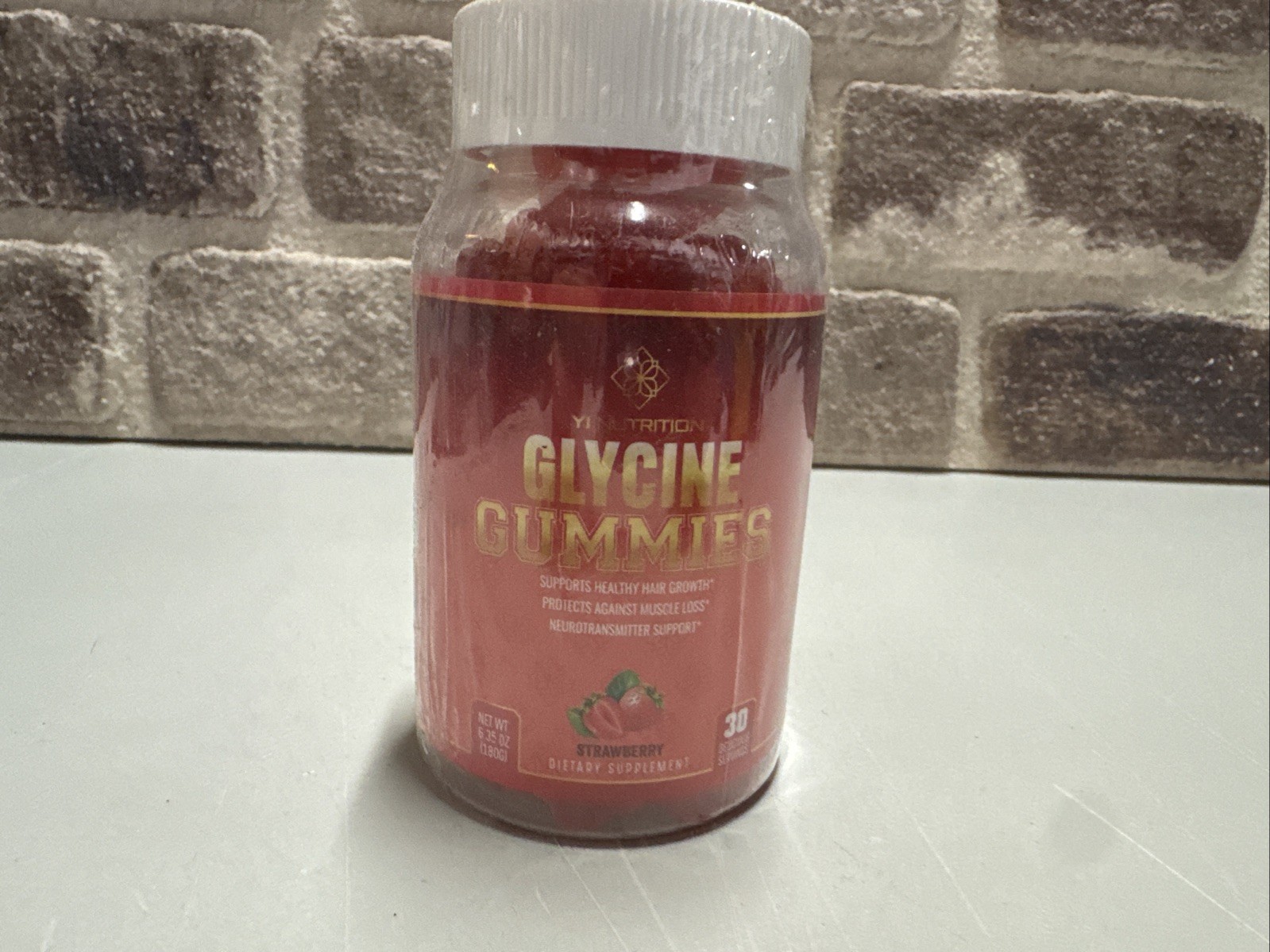 Glycine Gummies Strawberry 30ct Protect Muscle loss Neurotransmitter support, J