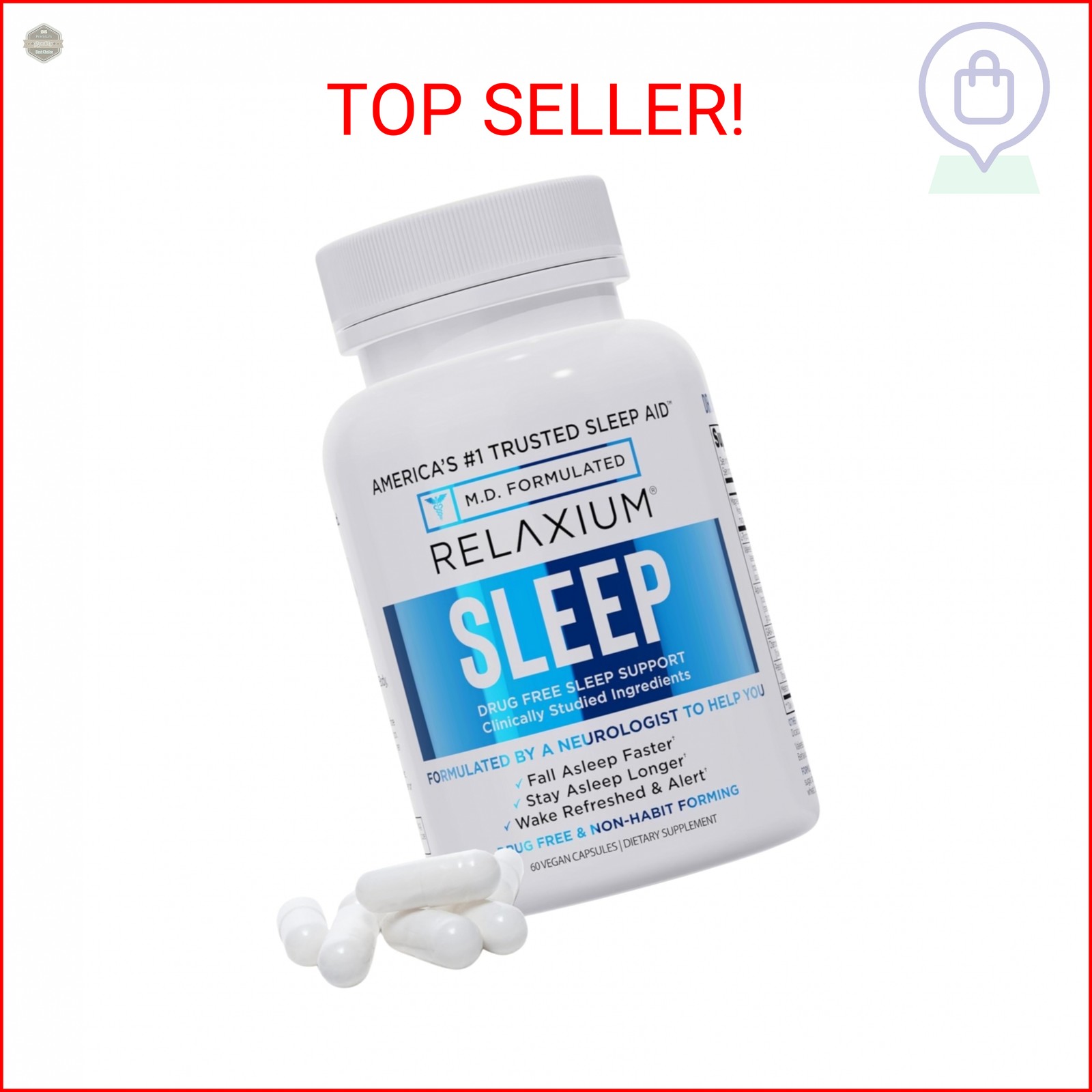 Relaxium Gentle Sleep Supplement | 60 Vegan Capsules, 30-Day Supply | Melatonin,