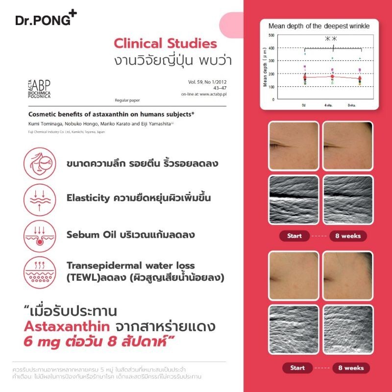 Dr.Pong Natural Astaxanthin 6mg AstaREAL Japan Anti-Aging Supplement