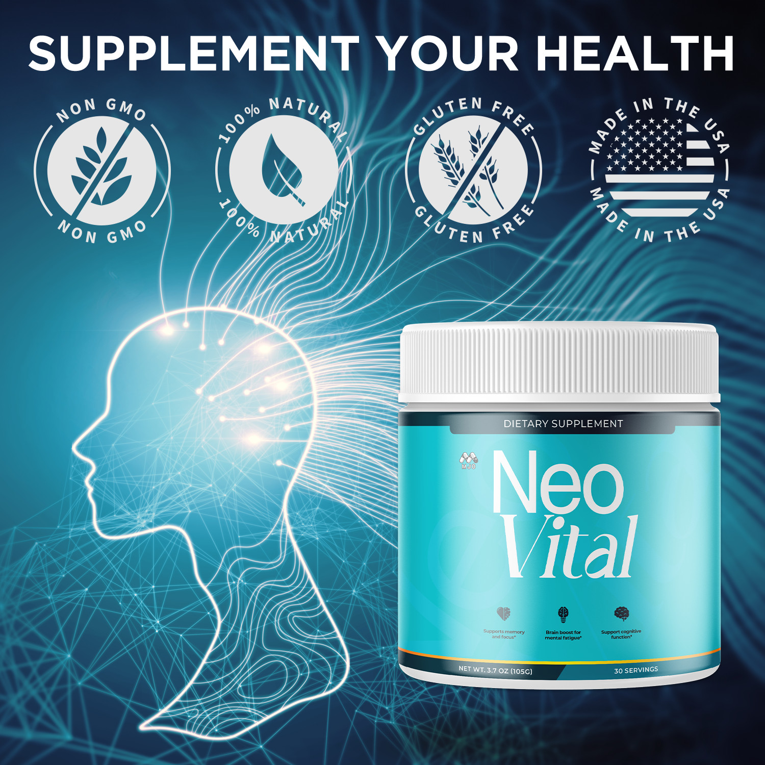 (1 Pack) Neo Vital Powder Advanced Brain Supplement NeoVital 30 Servings