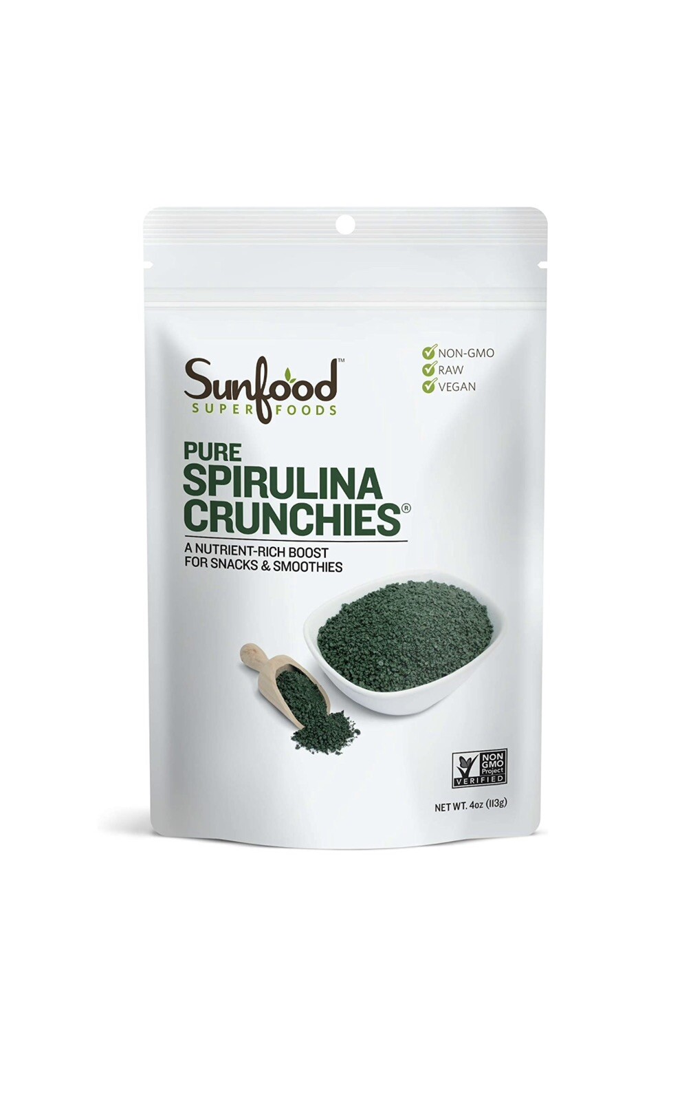 Sunfood Superfoods Pure Spirulina Crunchies. 4oz-113g