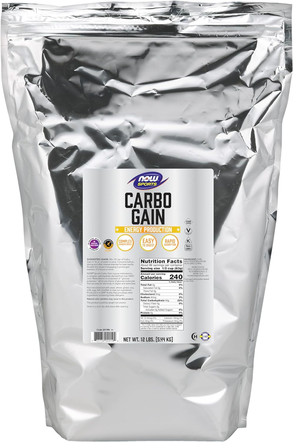 NOW Sports Carbo Gain Powder (Maltodextrin), Rapid Absorption, Energy Production