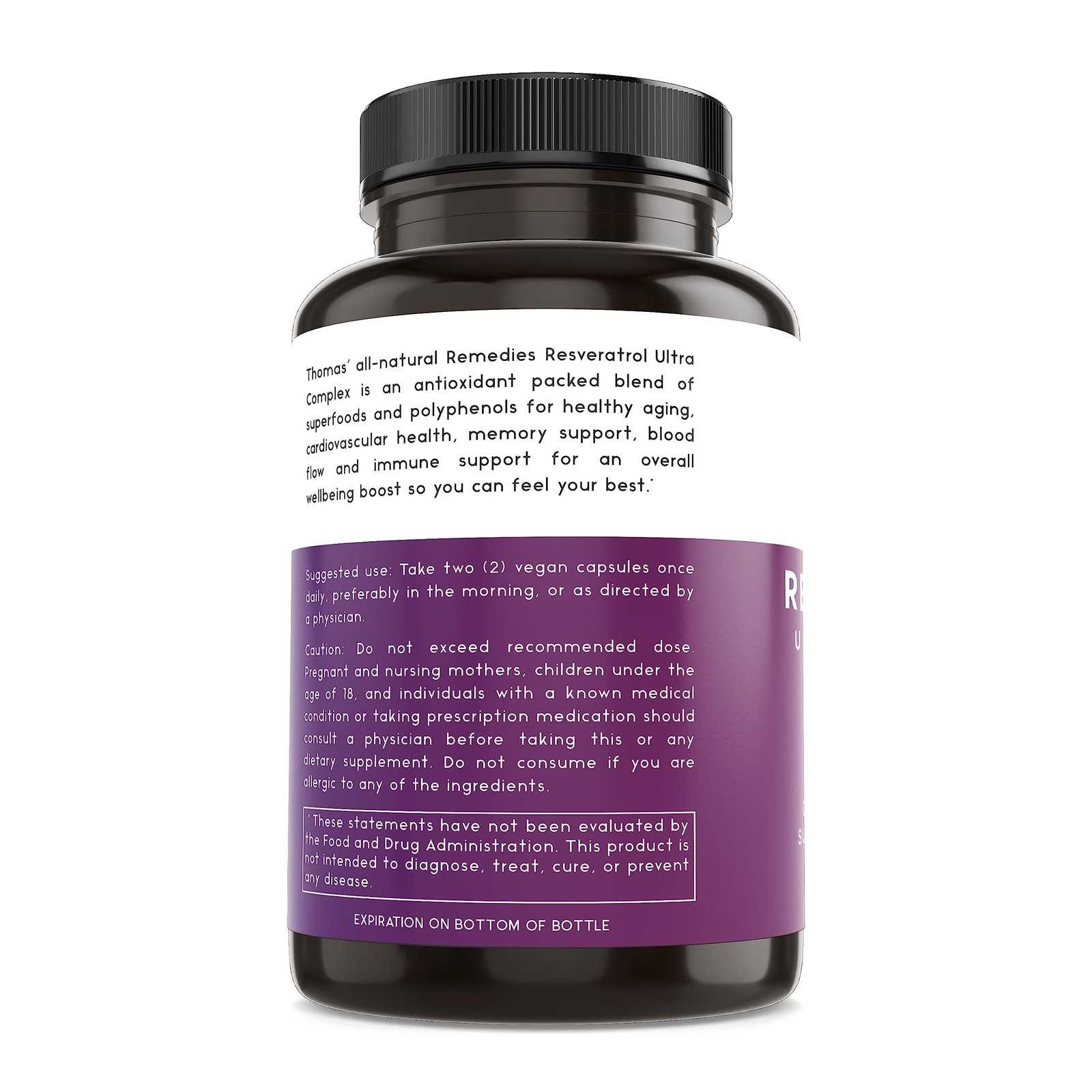Thomas’ all-natural Remedies Resveratrol 1600mg Organic 120 Count (Pack of 1)