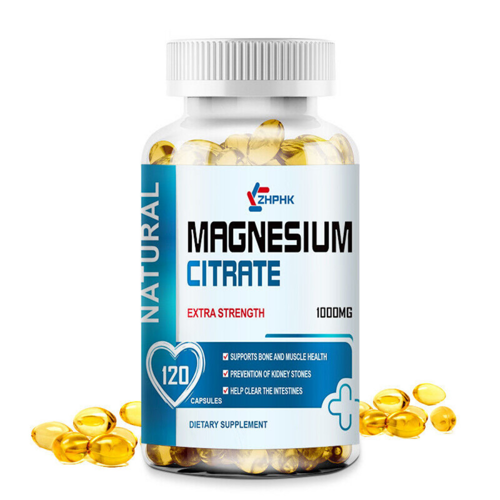 Magnesium Citrate 1000mg Capsules Super Strong Effective Vegan Capsules 120Pills
