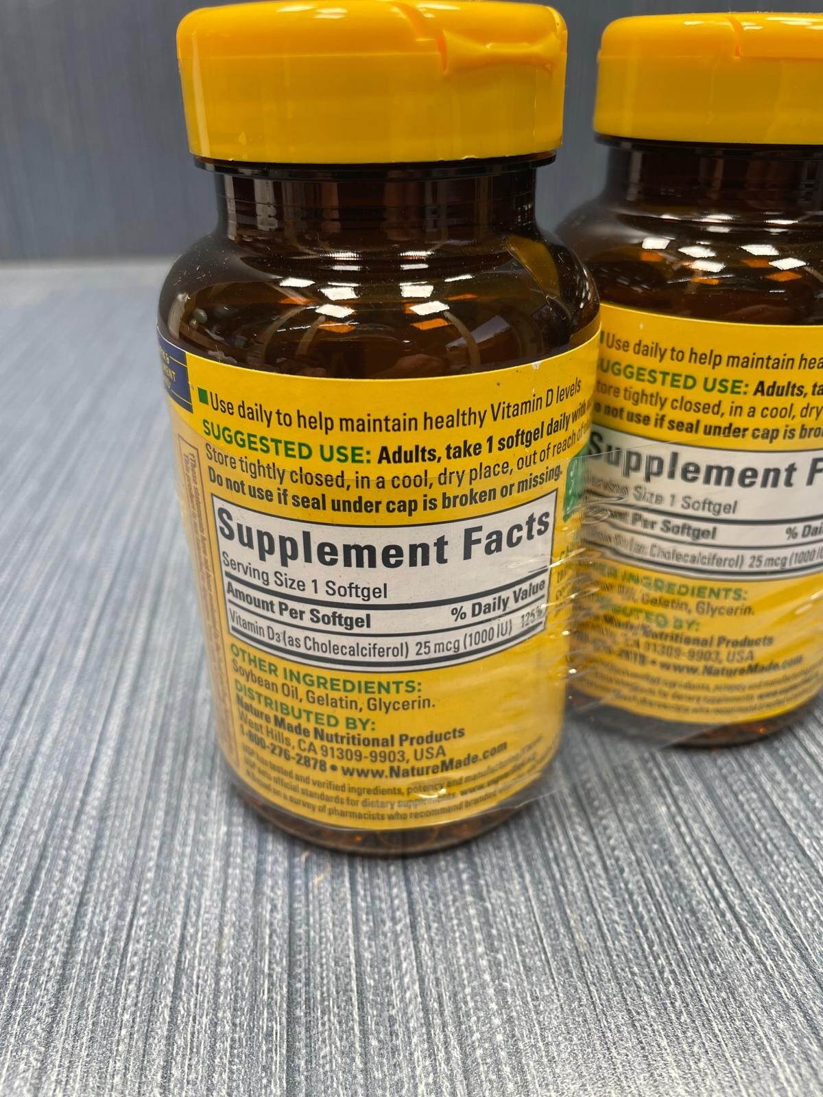 Lot of 3 x Nature Made Vitamin D3 1000 IU (25 mcg) Supplement 180 Softgels