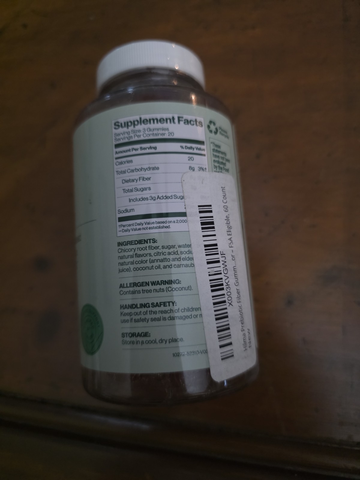 Himna Prebiotic Fiber Gummies Digestive Support Plant Based Citrus 60 Ct